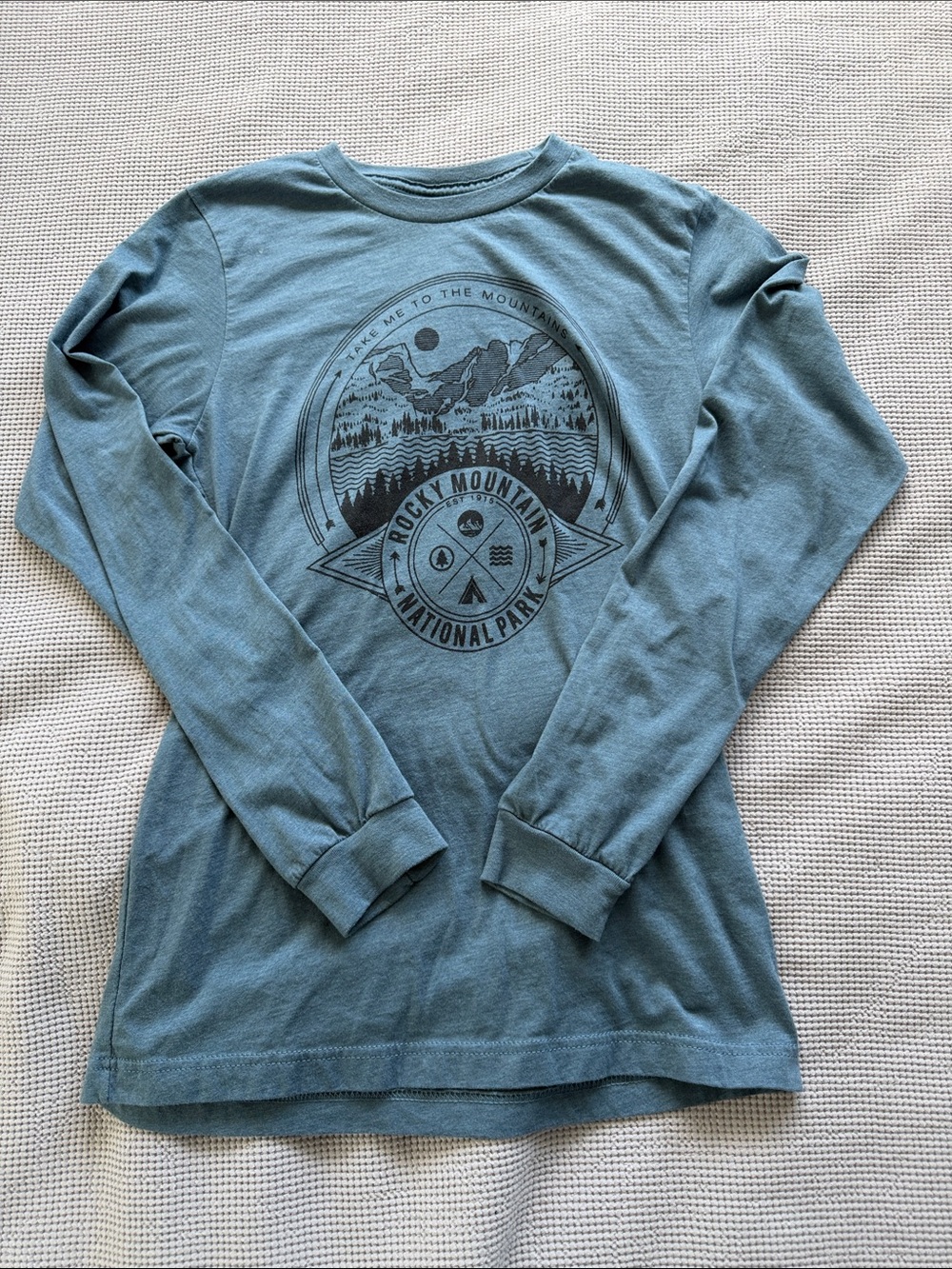 Bella Canvas Rocky Mountain Graphic Long Sleeve Tee - Blue Green